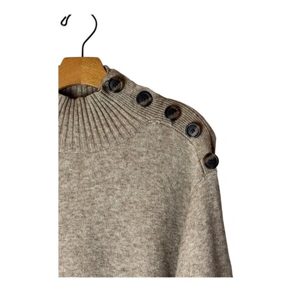 Anthropologie Sweater Women XS Beige Tan Knit Button Shoulder Margarita Tunic - Picture 6 of 11